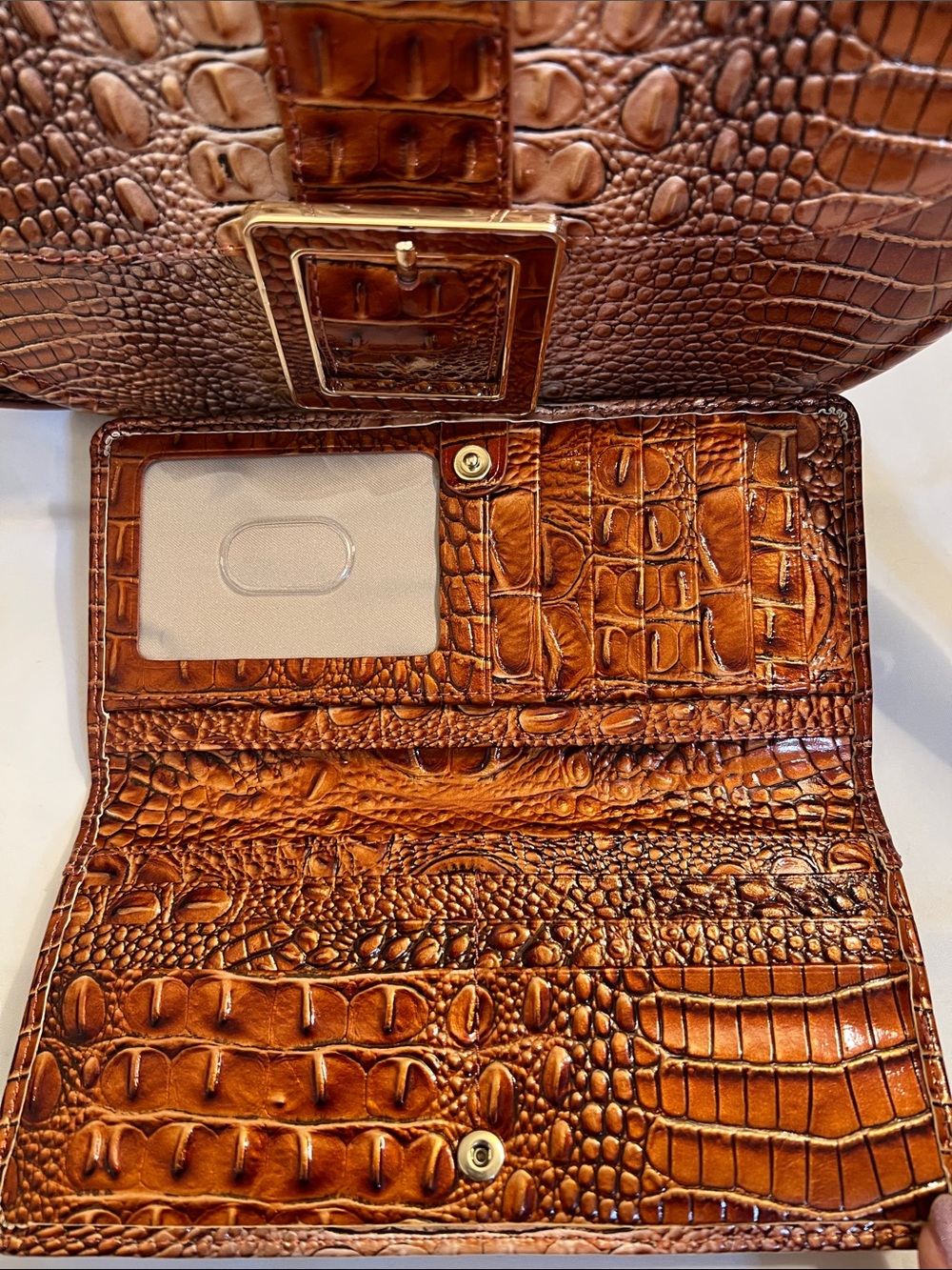 Brahmin Brown Croc-Embossed Leather Crossbody with Matching Wallet - Picture 11 of 11